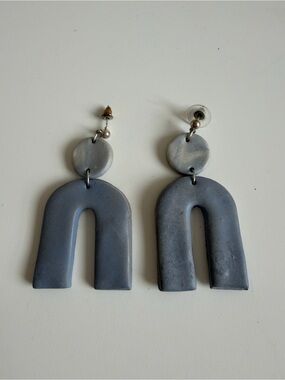 Statement Blue Arch Dangle Earrings